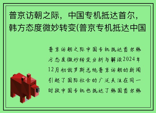 普京访朝之际，中国专机抵达首尔，韩方态度微妙转变(普京专机抵达中国视频)