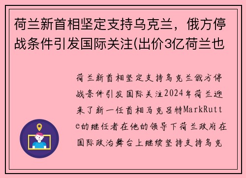 荷兰新首相坚定支持乌克兰，俄方停战条件引发国际关注(出价3亿荷兰也拒绝援助)